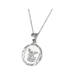 Collar con Dije San Miguel Arcángel Plata 925 Diamantado - Imagen 2