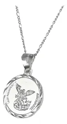 Collar con Dije San Miguel Arcángel Plata 925 Diamantado - Imagen 2