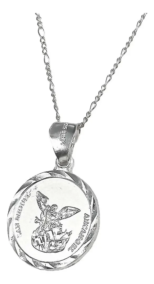 Collar con Dije San Miguel Arcángel Plata 925 Diamantado - Imagen 1