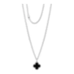 Collar con Dije Trébol de Plata .925 y Cadena Caja 60 cm Negro - Imagen 1