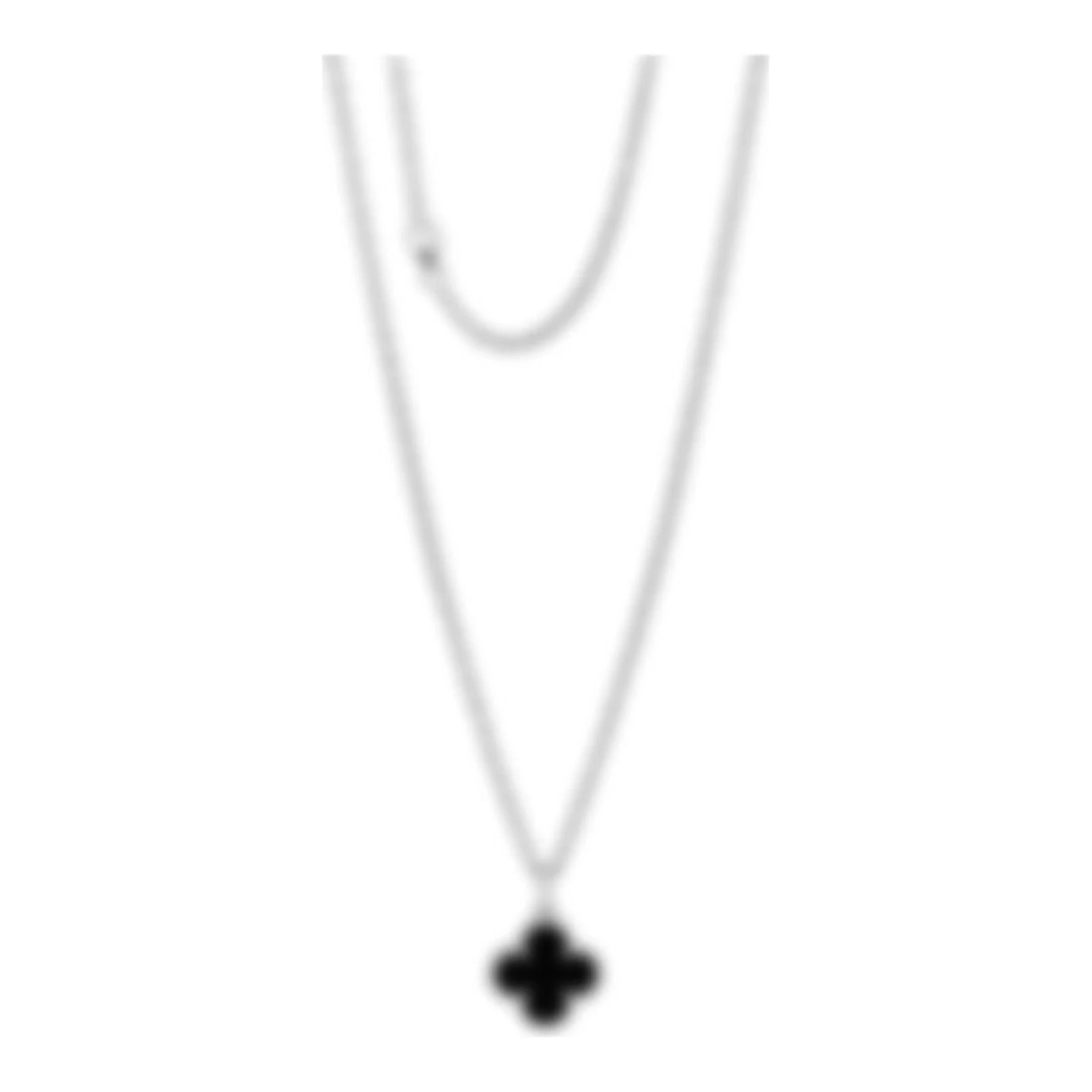 Collar con dije de trébol negro de plata .925 y cadena caja de 60 cm - Joyaris joyería fina mexicana