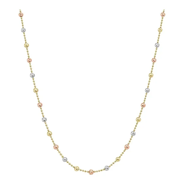 Collar de oro 10k florentino con cadena de bolitas de 45 cm y esferas de 2 mm - Joyaris joyería mexicana