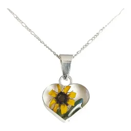 Collar de Plata 925 con Dije Girasol y Corazón Cadena 50cm - Imagen 3