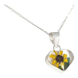 Collar de Plata 925 con Dije Girasol y Corazón Cadena 50cm - Imagen 4