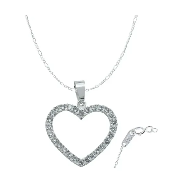 Collar de Plata 925 Corazón Contorno con Zirconia - Imagen 1