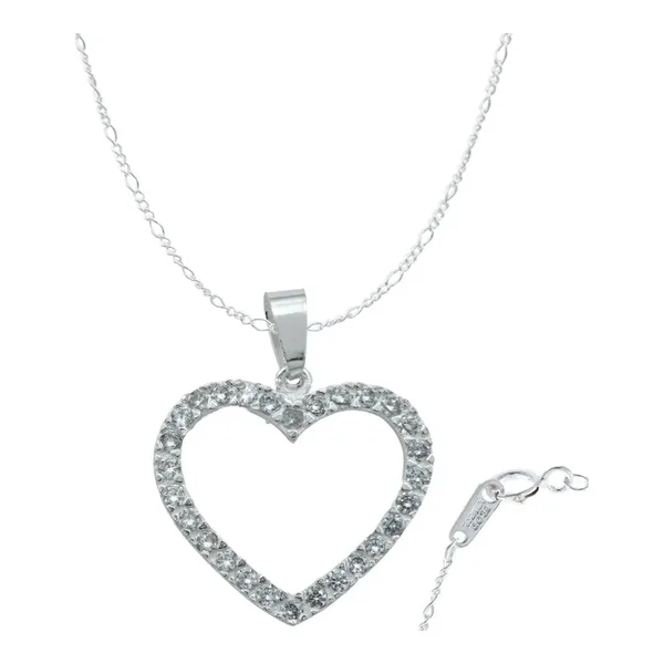 Collar de Plata 925 Corazón Contorno con Zirconia - Imagen 1