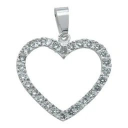 Collar de Plata 925 Corazón Contorno con Zirconia - Imagen 2