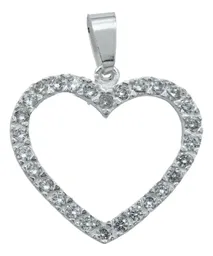 Collar de Plata 925 Corazón Contorno con Zirconia - Imagen 2