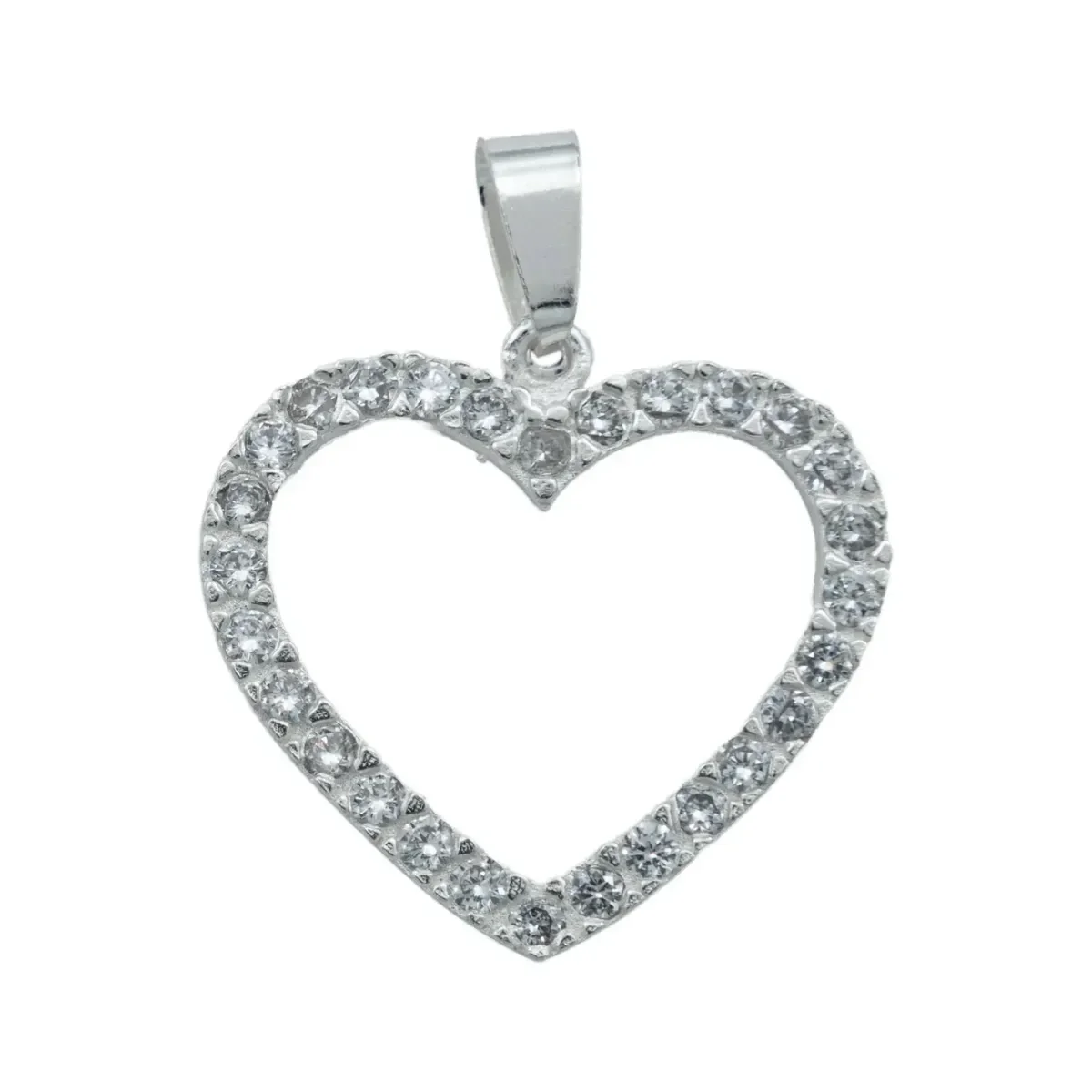 Collar de Plata 925 Corazón Contorno con Zirconia - Imagen 2