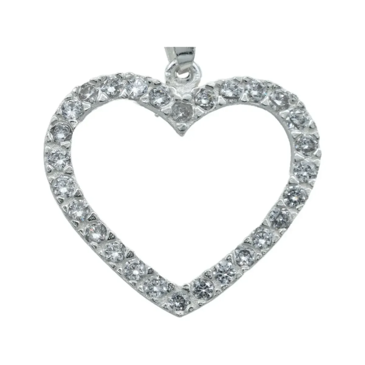 Collar de Plata 925 Corazón Contorno con Zirconia - Imagen 3