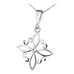Collar de Plata 925 Dije Nudo de Bruja Grande con Cadena Figaro - Imagen 1