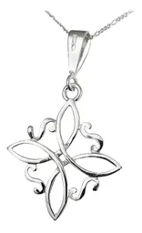 Collar de Plata 925 Dije Nudo de Bruja Grande con Cadena Figaro - Imagen 1