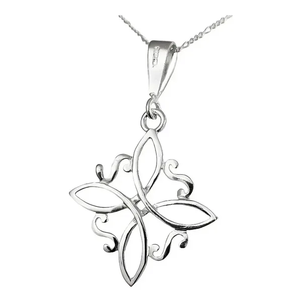 Collar de Plata 925 Dije Nudo de Bruja Grande con Cadena Figaro - Imagen 1