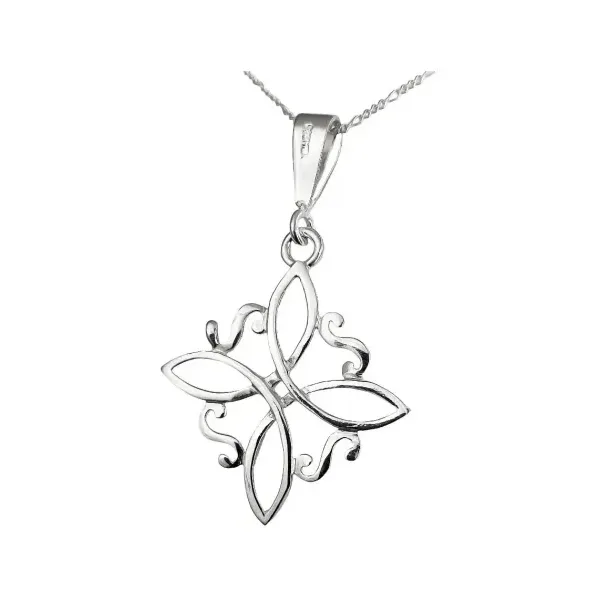 Collar de Plata 925 Dije Nudo de Bruja Grande con Cadena Figaro - Imagen 1