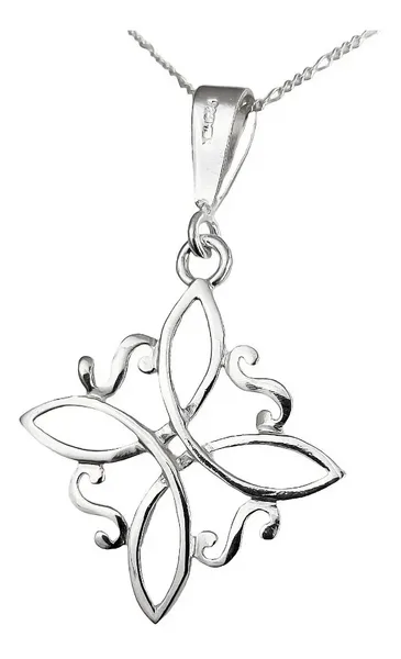 Collar de Plata 925 Dije Nudo de Bruja Grande con Cadena Figaro - Imagen 1