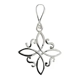 Collar de Plata 925 Dije Nudo de Bruja Grande con Cadena Figaro - Imagen 2