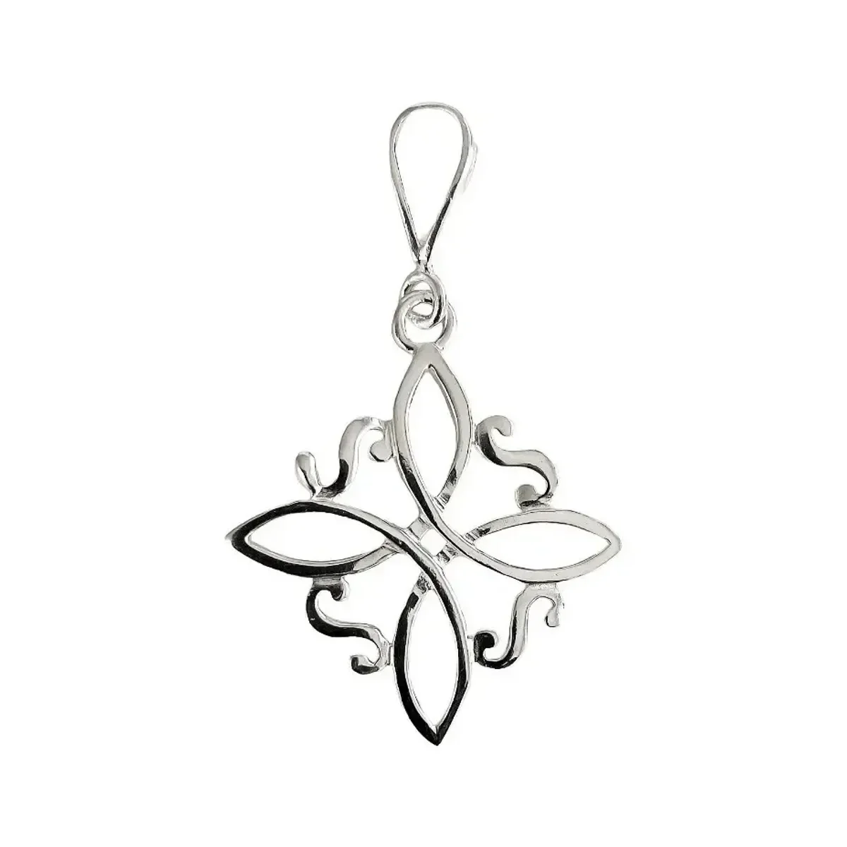 Collar de Plata 925 Dije Nudo de Bruja Grande con Cadena Figaro - Imagen 2