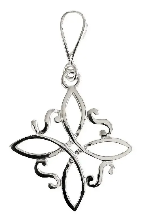 Collar de Plata 925 Dije Nudo de Bruja Grande con Cadena Figaro - Imagen 1