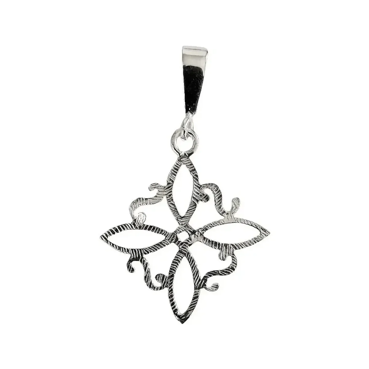 Collar de Plata 925 Dije Nudo de Bruja Grande con Cadena Figaro - Imagen 3