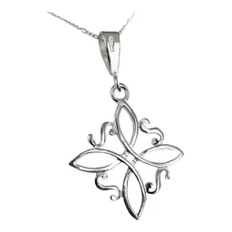 Collar de Plata 925 Dije Nudo de Bruja Grande con Cadena Figaro - Imagen 4