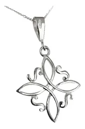 Collar de Plata 925 Dije Nudo de Bruja Grande con Cadena Figaro - Imagen 4