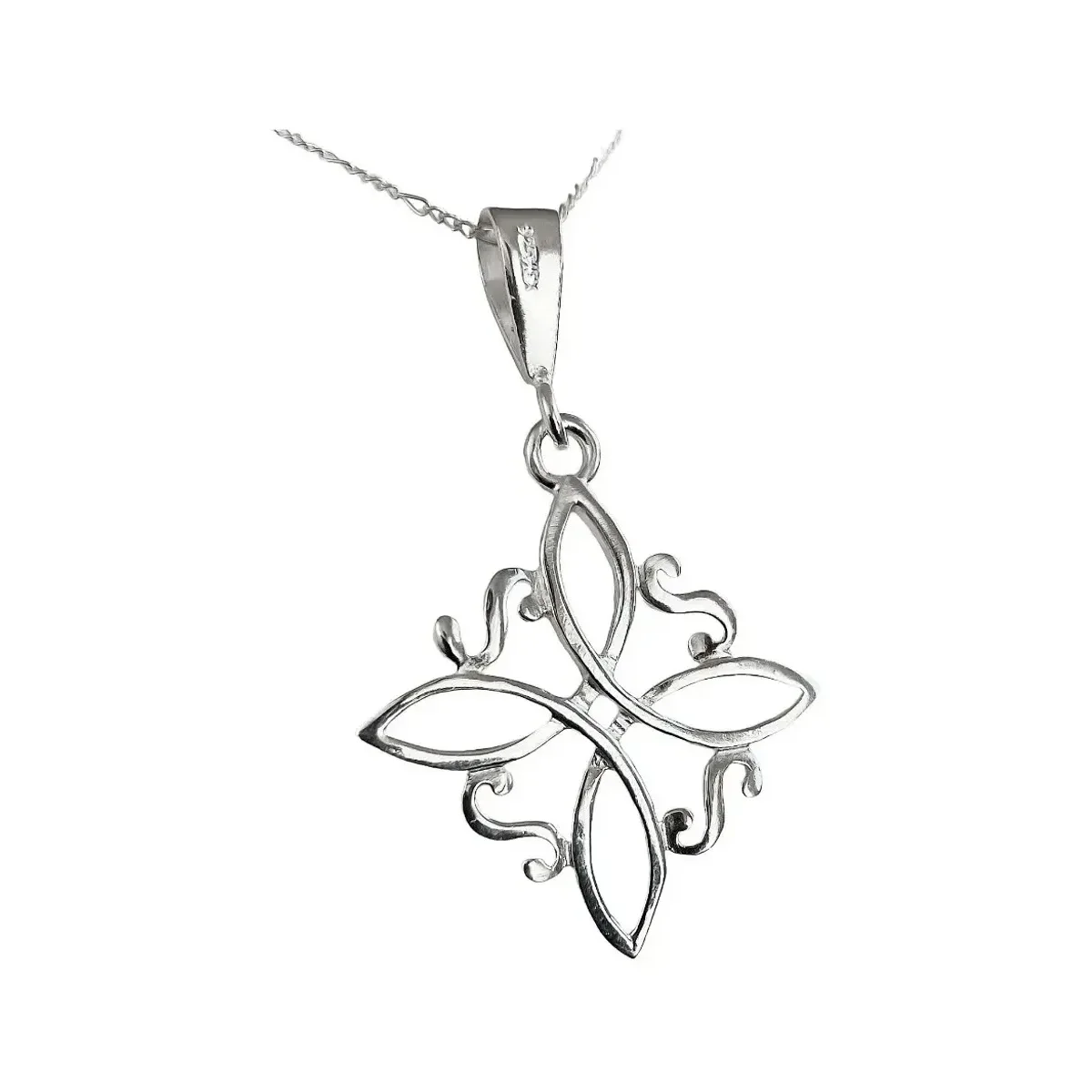 Collar de Plata 925 Dije Nudo de Bruja Grande con Cadena Figaro - Imagen 4