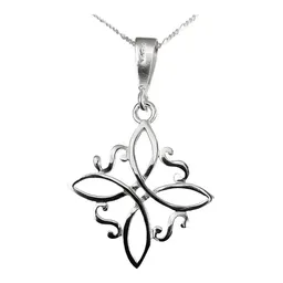 Collar de Plata 925 Dije Nudo de Bruja Grande con Cadena Figaro - Imagen 5
