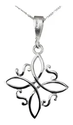 Collar de Plata 925 Dije Nudo de Bruja Grande con Cadena Figaro - Imagen 5