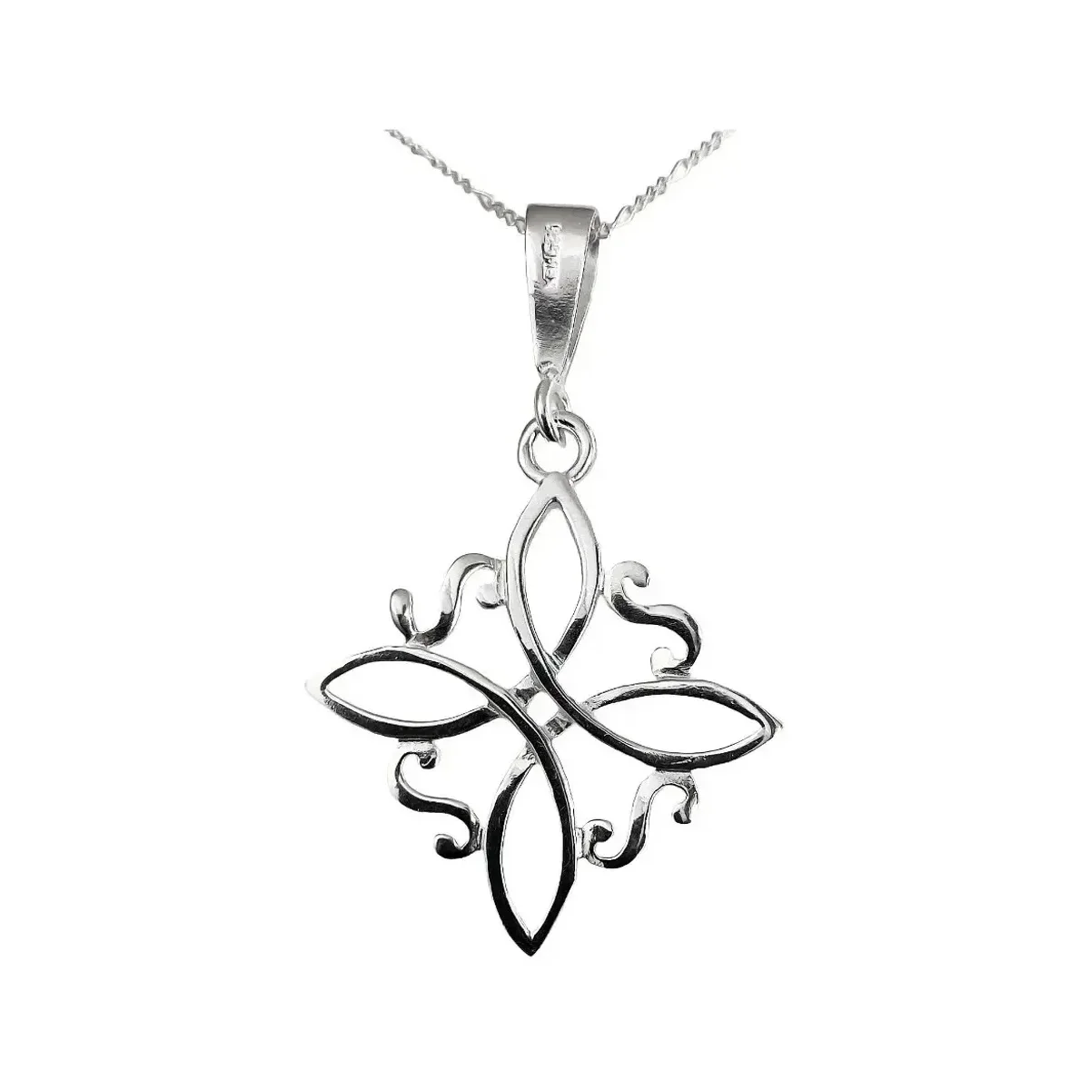 Collar de Plata 925 Dije Nudo de Bruja Grande con Cadena Figaro - Imagen 5