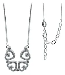 Collar de Plata 925 Diseño Corazones con Zirconia Blanca - Imagen 1