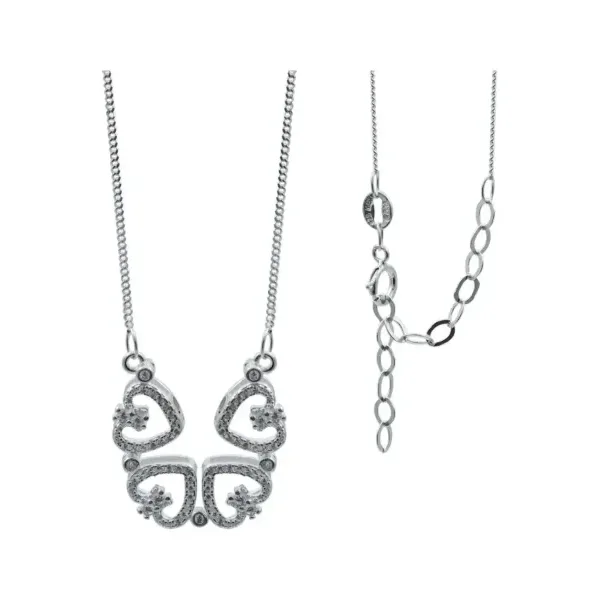 Collar de Plata 925 Diseño Corazones con Zirconia Blanca - Imagen 1