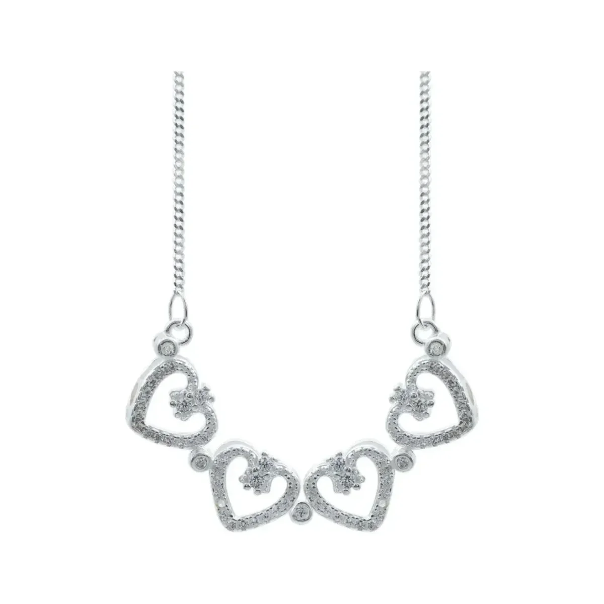 Collar de Plata 925 Diseño Corazones con Zirconia Blanca - Imagen 3