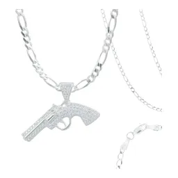 Collar de Plata .925 Diseño Revólver con Zirconia para Hombre - Imagen 1
