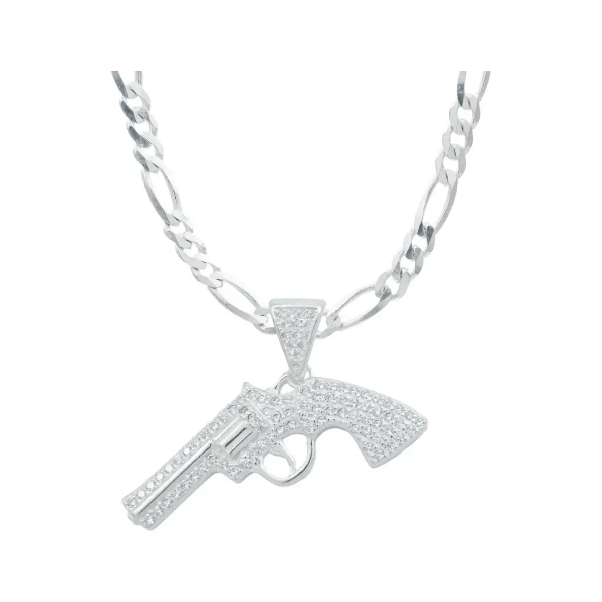 Collar de Plata .925 Diseño Revólver con Zirconia para Hombre - Imagen 2