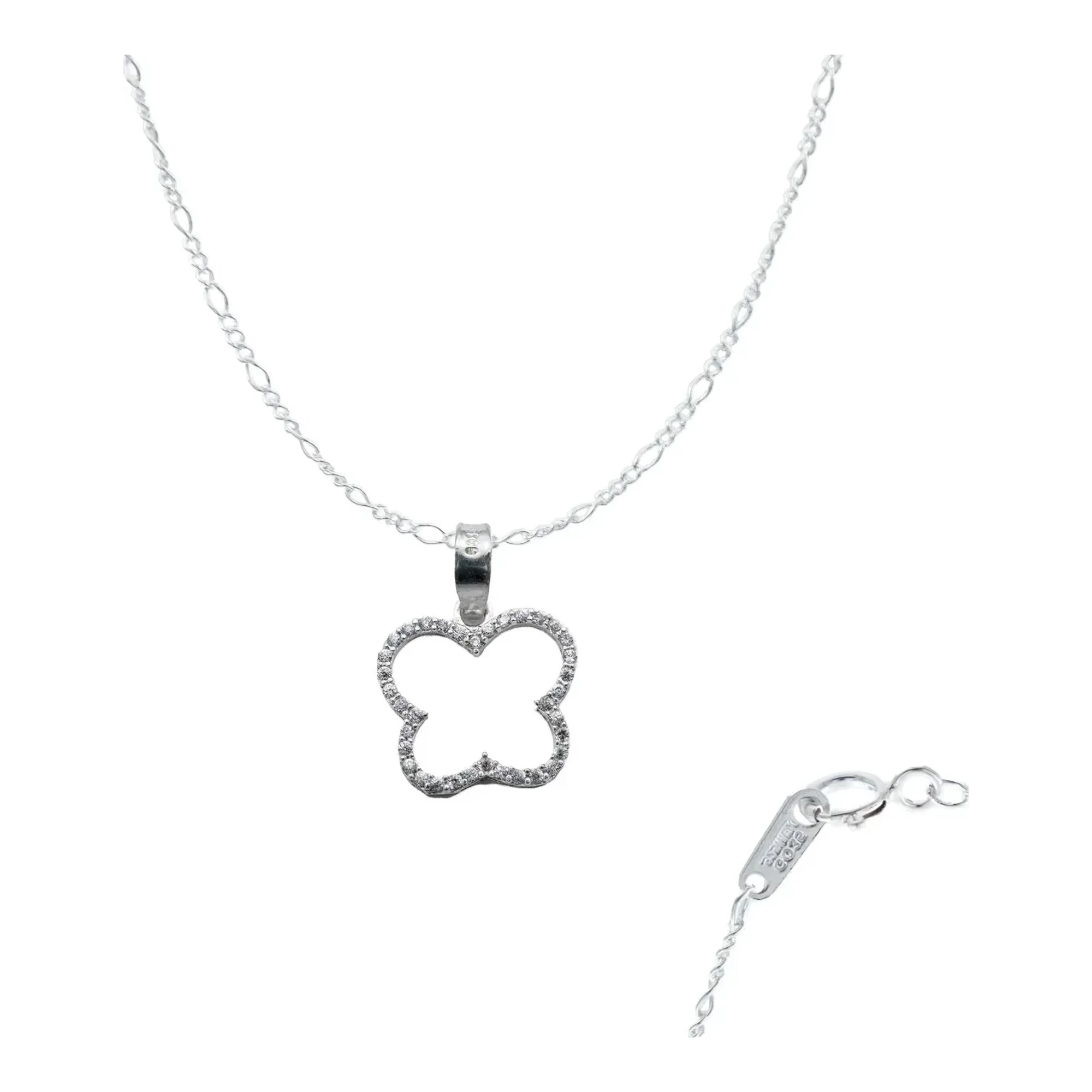 Cadena de plata 925 mujer con dije de flor de plata blanca y zirconia brillante, gargantilla femenina mexicana elegante