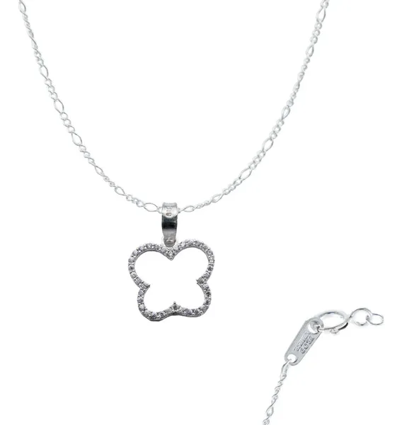 Collar de Plata 925 Flor Brillante con Zirconia para Dama - Imagen 1