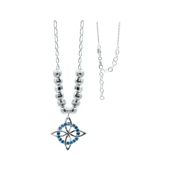 Collar de Plata 925 Nudo de Bruja con Mini Zirconia Azul - Imagen 1