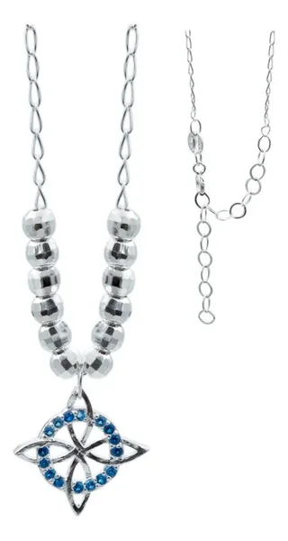 Collar de Plata 925 Nudo de Bruja con Mini Zirconia Azul - Imagen 1
