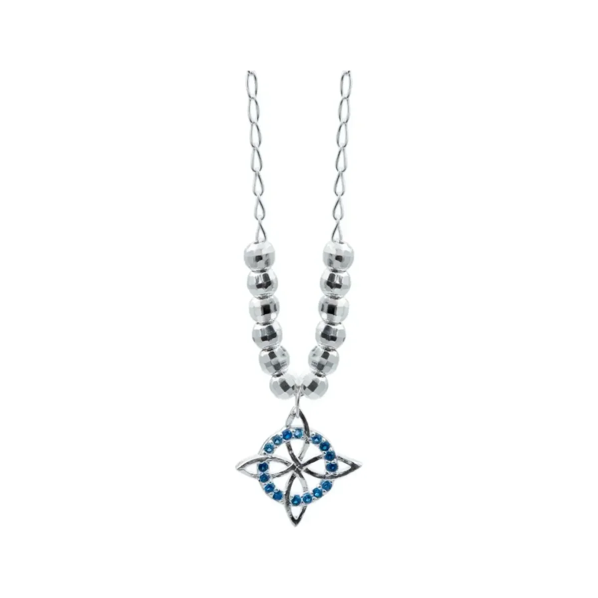 Collar de Plata 925 Nudo de Bruja con Mini Zirconia Azul - Imagen 2