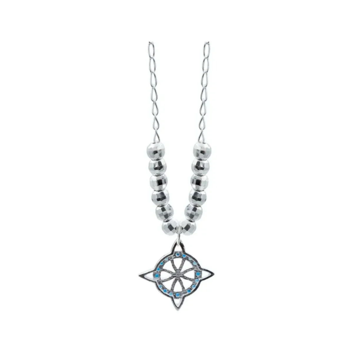 Collar de Plata 925 Nudo de Bruja con Mini Zirconia Azul - Imagen 4