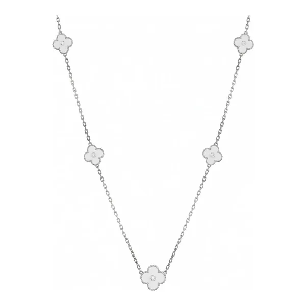 Collar de plata .925 con 7 motivos de trébol turquesa ajustable 60 cm - Joyaris joyería fina