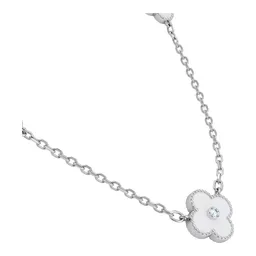 Collar de Plata .925 Trébol 7 Motivos Ajustable 60 a 65cm Blanco - Imagen 2