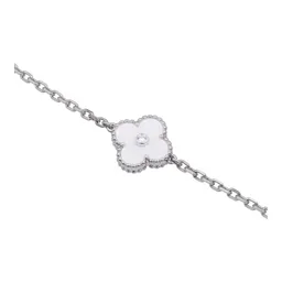 Collar de Plata .925 Trébol 7 Motivos Ajustable 60 a 65cm Blanco - Imagen 3
