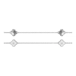 Collar de Plata .925 Trébol 7 Motivos Ajustable 60 a 65cm Blanco - Imagen 4