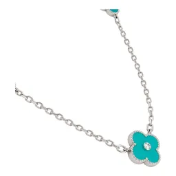 Collar de Plata .925 Trébol 7 Motivos Ajustable 60 a 65cm Turquesa - Imagen 2