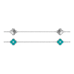 Collar de Plata .925 Trébol 7 Motivos Ajustable 60 a 65cm Turquesa - Imagen 4