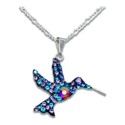 Collar Dije Colibrí Multicolor con Zirconias Plata .925 50cm - Imagen 2