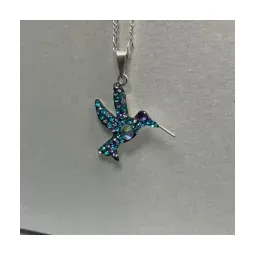 Collar Dije Colibrí Multicolor con Zirconias Plata .925 50cm - Imagen 3