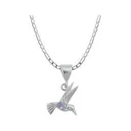 Collar Dije Colibrí Plata 925 Zirconia Violeta con Cadena - Imagen 1