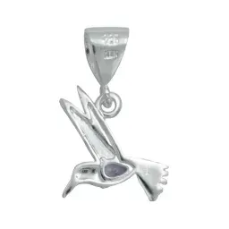 Collar Dije Colibrí Plata 925 Zirconia Violeta con Cadena - Imagen 4